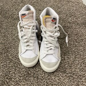 Nike White and Gray High-Top Sneakers